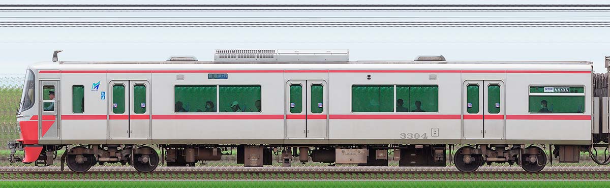 名鉄3300系（2次車）ク3304山側の側面写真