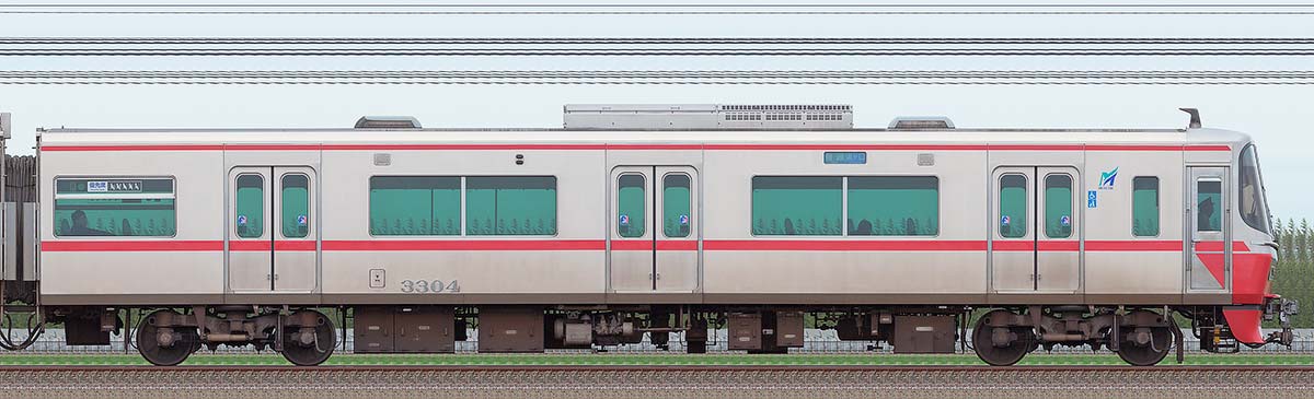 名鉄3300系（2次車）ク3304海側の側面写真