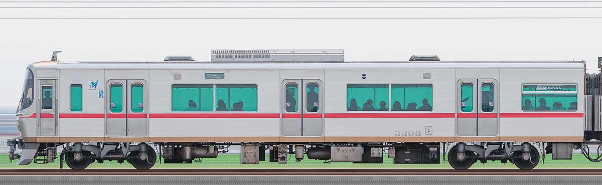 名鉄3300系（3次車）ク3306山側の側面写真