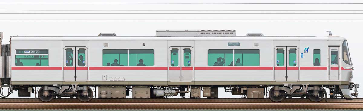 名鉄3300系（3次車）ク3306海側の側面写真