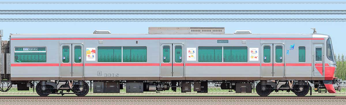名鉄3300系（7次車）ク3312海側の側面写真