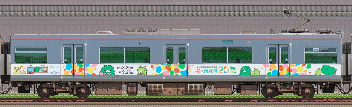 名鉄3300系「愛・地球博20祭トレイン」モ3351海側の側面写真
