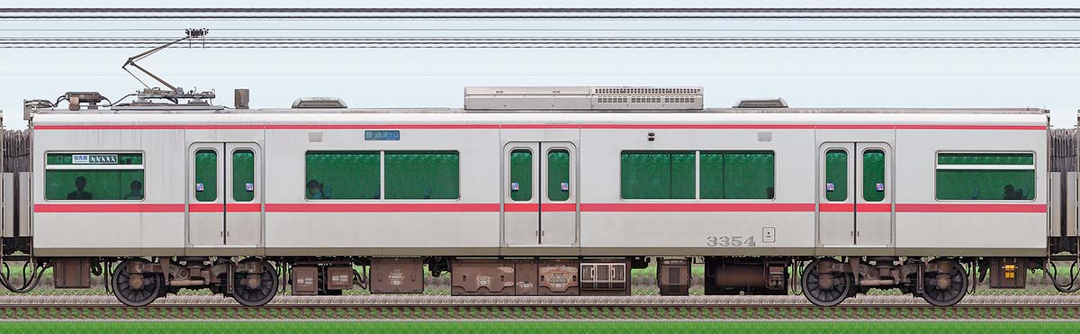 名鉄3300系（2次車）モ3354山側の側面写真