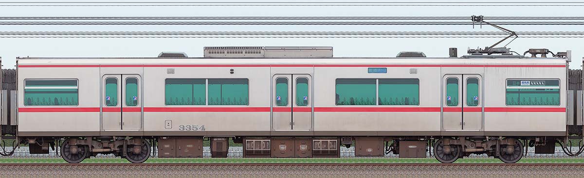 名鉄3300系（2次車）モ3354海側の側面写真