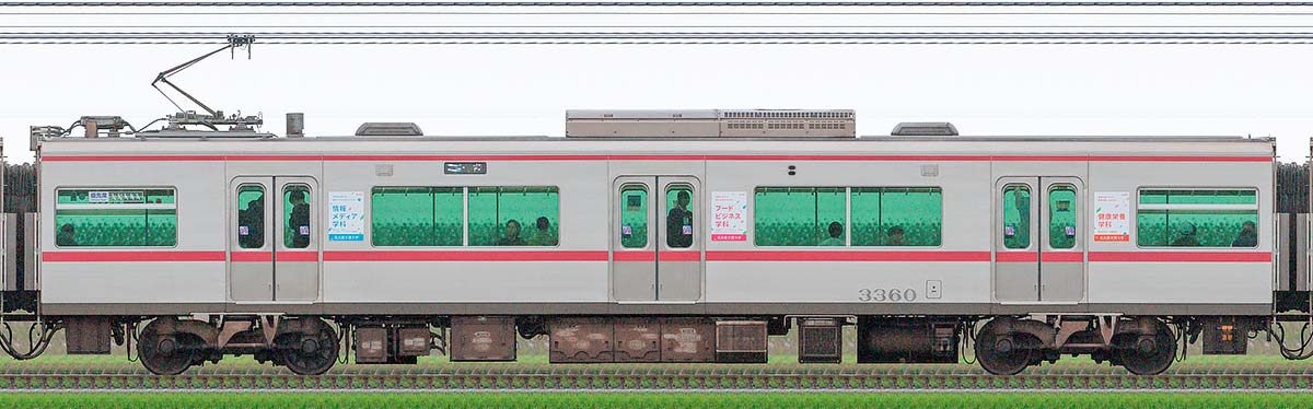 名鉄3300系（6次車）モ3360山側の側面写真