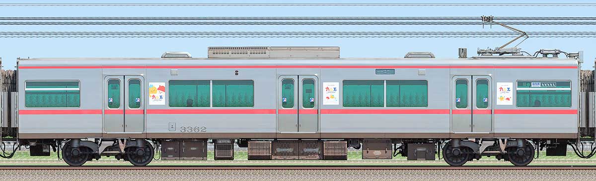 名鉄3300系（7次車）モ3362海側の側面写真