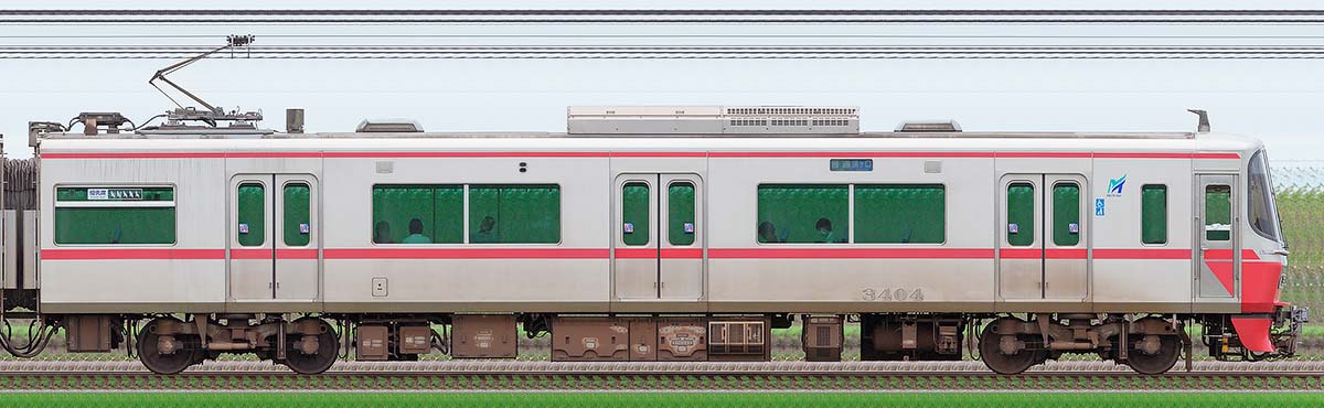 名鉄3300系（2次車）モ3404山側の側面写真