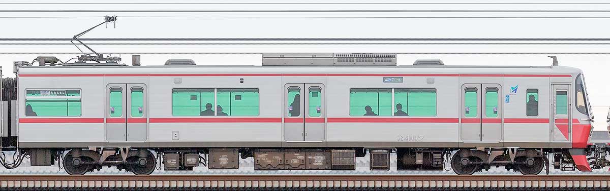 名鉄3300系（4次車）モ3407山側の側面写真