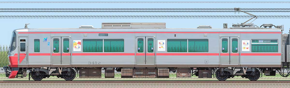 名鉄3300系（7次車）モ3412海側の側面写真