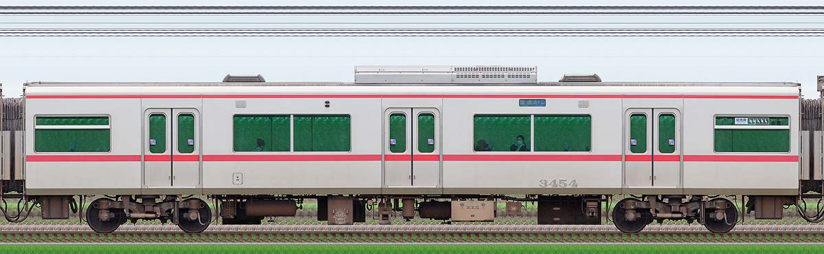 名鉄3300系（2次車）サ3454山側の側面写真