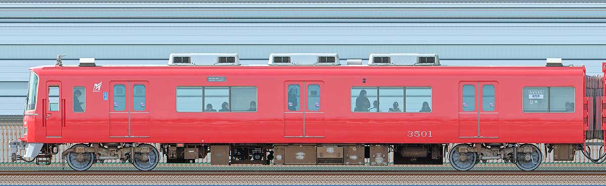 名鉄3500系（1次車）ク3501（更新車）山側の側面写真