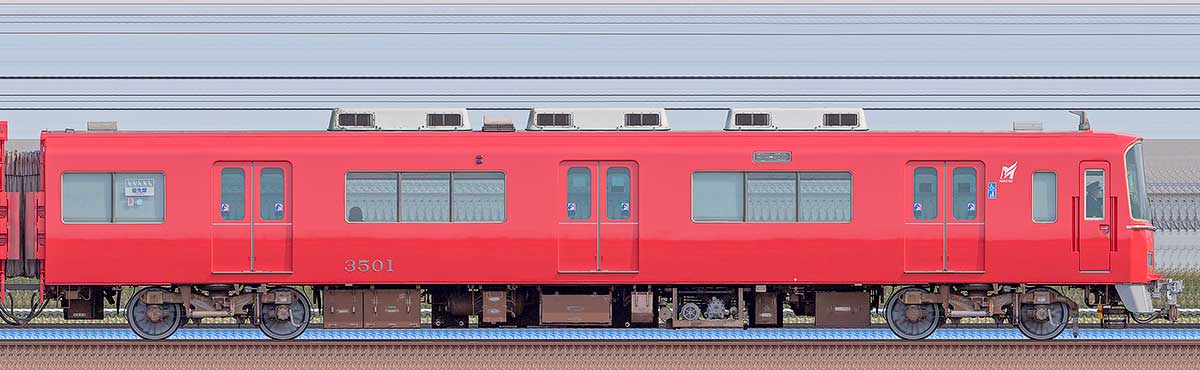 名鉄3500系（1次車）ク3501（更新車）海側の側面写真