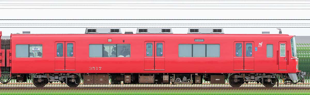 名鉄3500系(3次車)ク3517(更新車)海側の側面写真