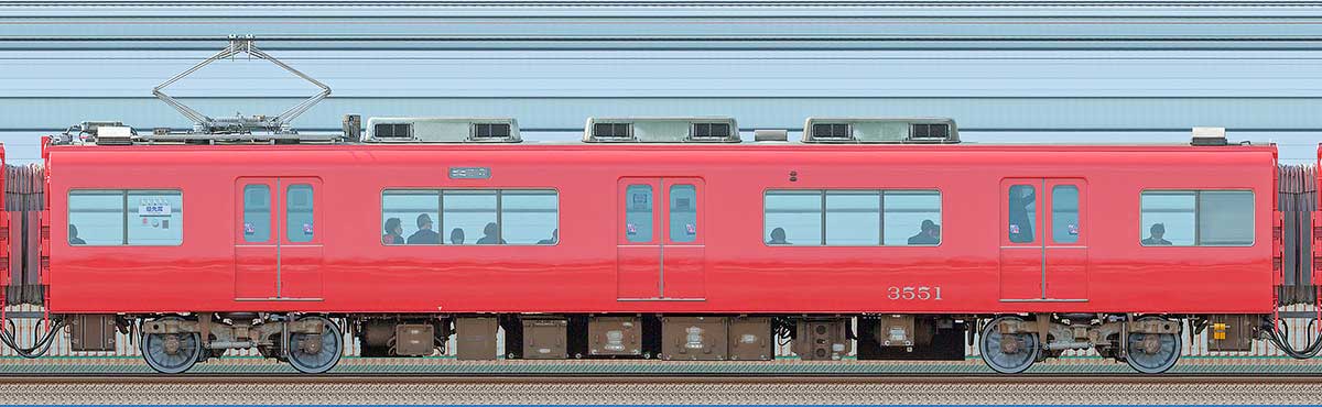 名鉄3500系（1次車）モ3551（更新車）山側の側面写真