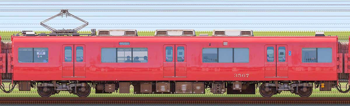 名鉄3500系(3次車)モ3567(更新車)山側の側面写真
