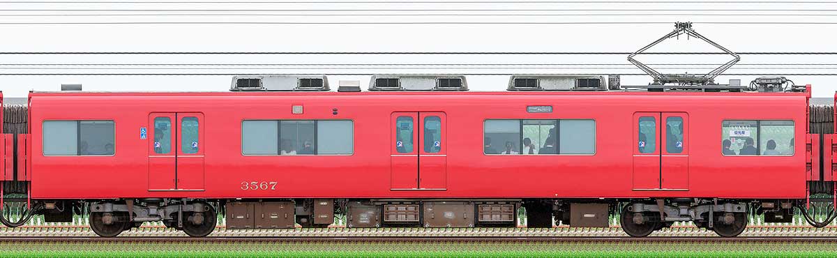 名鉄3500系(3次車)モ3567(更新車)海側の側面写真