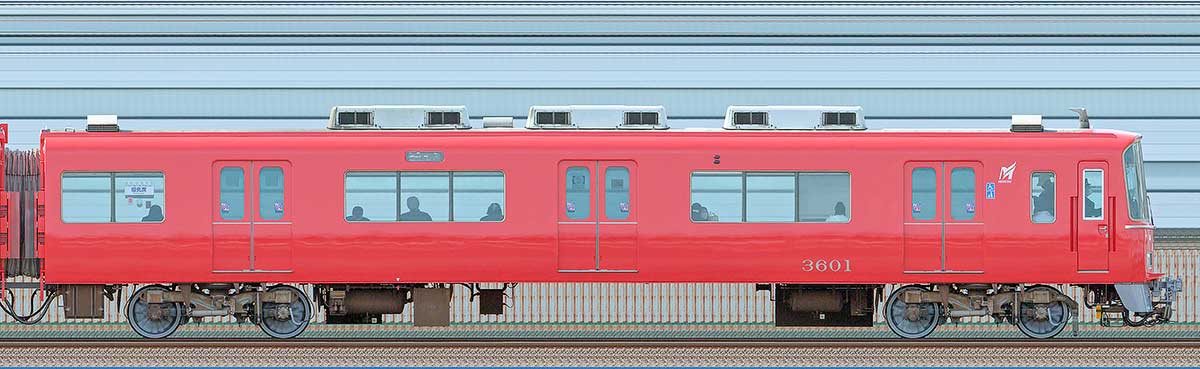 名鉄3500系（1次車）ク3601（更新車）山側の側面写真