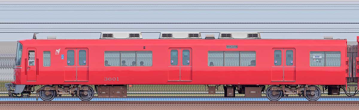 名鉄3500系（1次車）ク3601（更新車）海側の側面写真