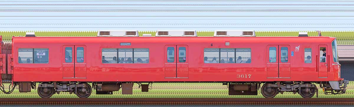 名鉄3500系(3次車)ク3617(更新車)山側の側面写真