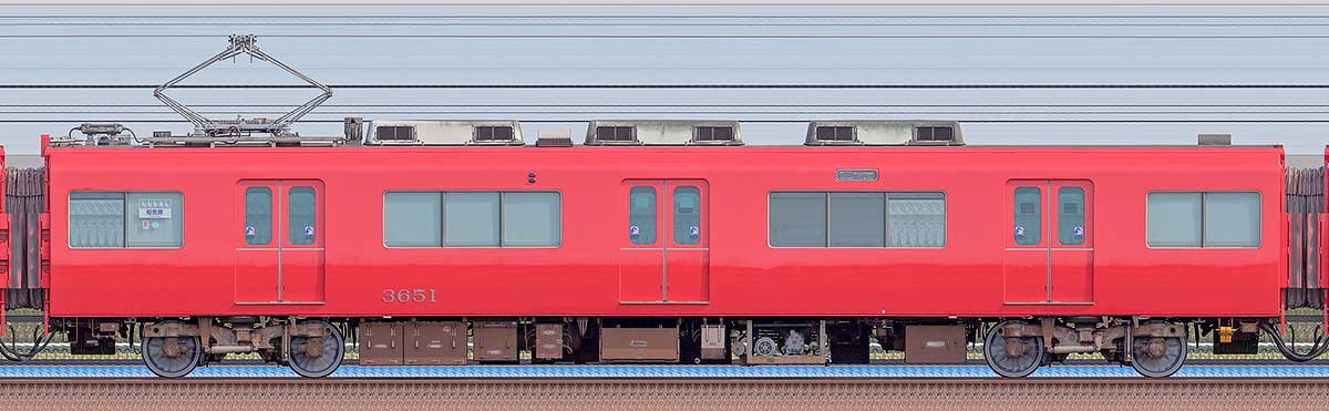 名鉄3500系（1次車）モ3651（更新車）海側の側面写真