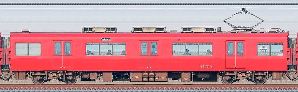 名鉄3500系（4次車）モ3673山側の側面写真