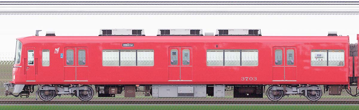 名鉄3700系(2次車)ク3703(更新車)山側の側面写真