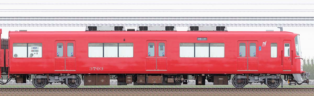 名鉄3700系(2次車)ク3703(更新車)海側の側面写真