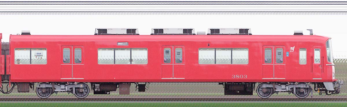 名鉄3700系（2次車）ク3803（更新車）山側の側面写真