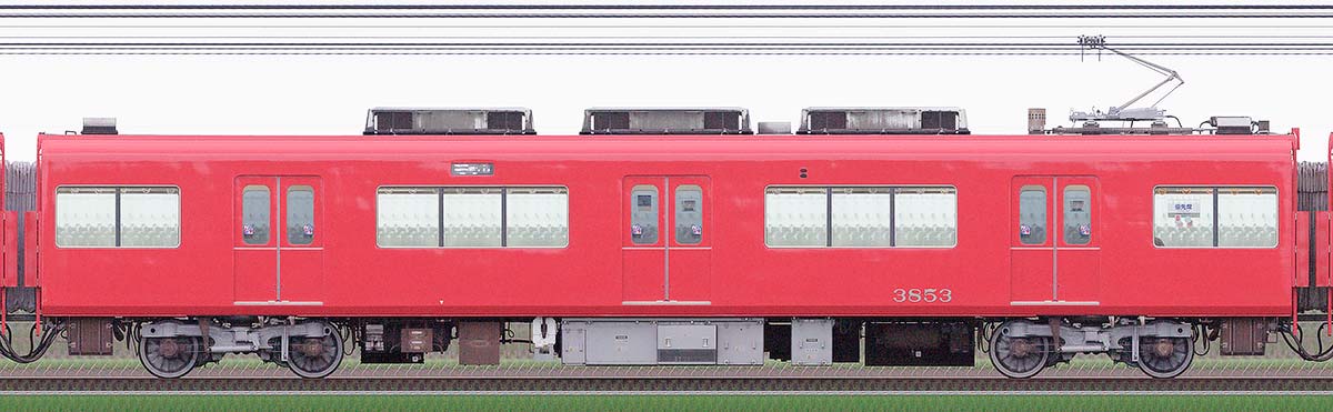 名鉄3700系(2次車)モ3853(更新車)山側の側面写真