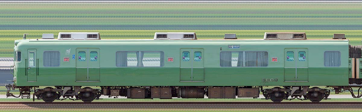 名鉄6000系(3次車)ク6009(3400系復刻塗装車)山側の側面写真