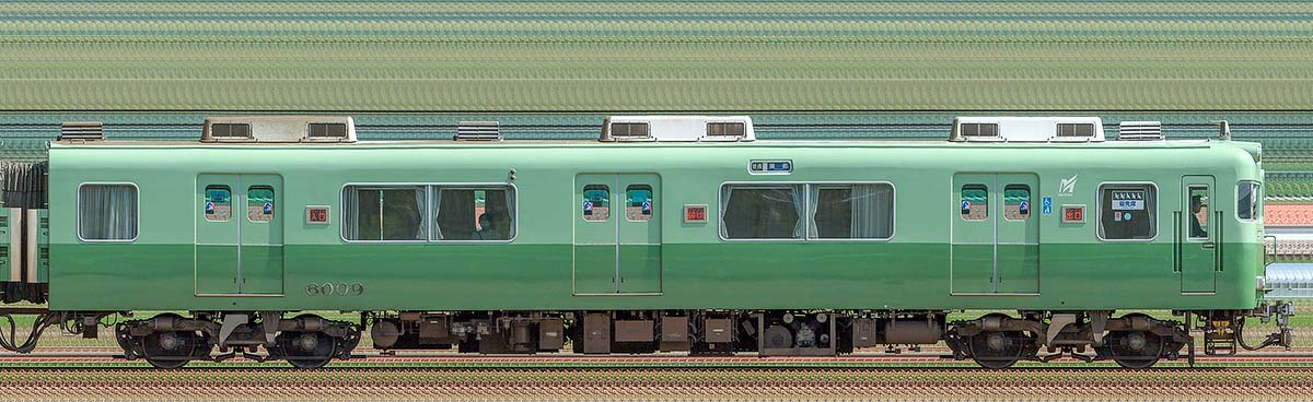 名鉄6000系(3次車)ク6009(3400系復刻塗装車)海側の側面写真