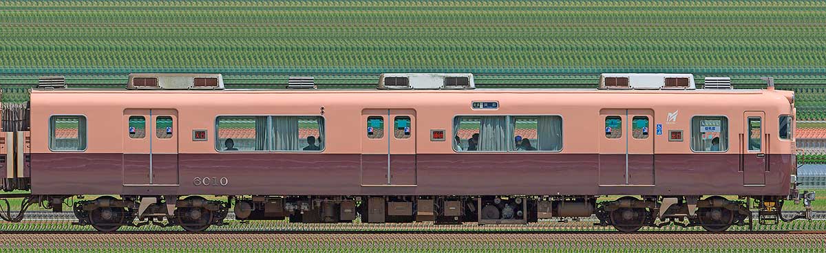 名鉄6000系（3次車）ク6010（5500系復刻塗装車）海側の側面写真