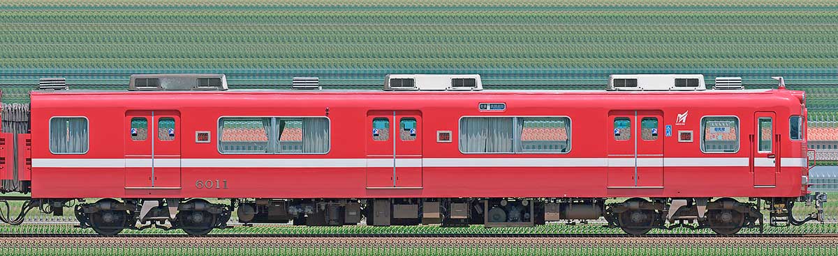 名鉄6000系（3次車）ク6011「にしがま」号海側の側面写真