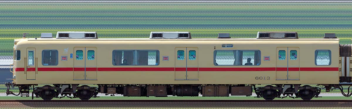 名鉄6000系(3次車)ク6013(5500系復刻塗装車)山側の側面写真