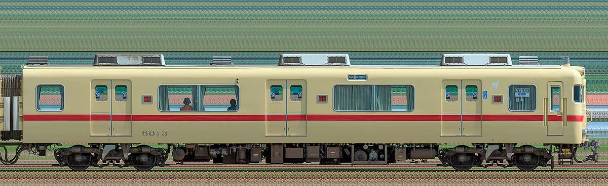 名鉄6000系(3次車)ク6013(5500系復刻塗装車)海側の側面写真