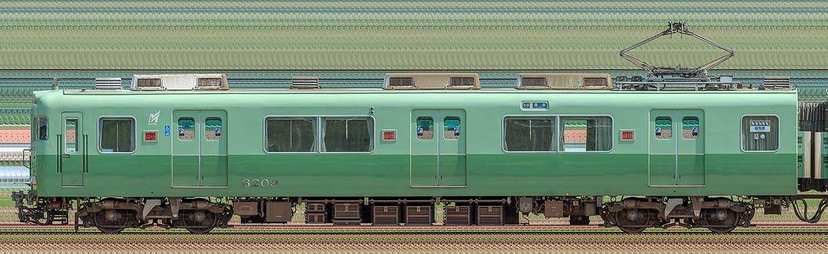 名鉄6000系(3次車)モ6209(3400系復刻塗装車)海側の側面写真