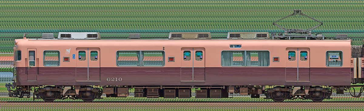 名鉄6000系（3次車）モ6210（5500系復刻塗装車）海側の側面写真