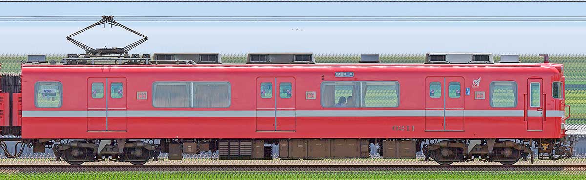 名鉄6000系（3次車）モ6211「にしがま」号山側の側面写真