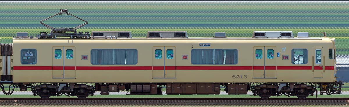 名鉄6000系(3次車)モ6213(5500系復刻塗装車)山側の側面写真