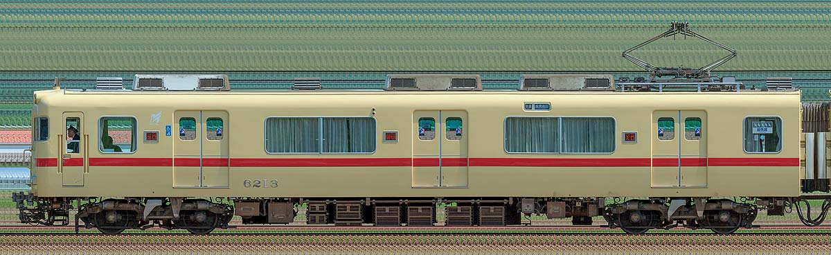 名鉄6000系(3次車)モ6213(5500系復刻塗装車)海側の側面写真