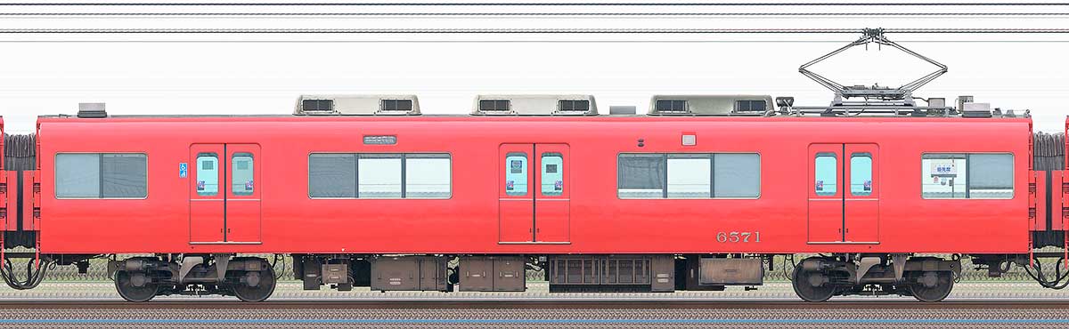 名鉄6500系（7次車・内装更新車）モ6571山側の側面写真