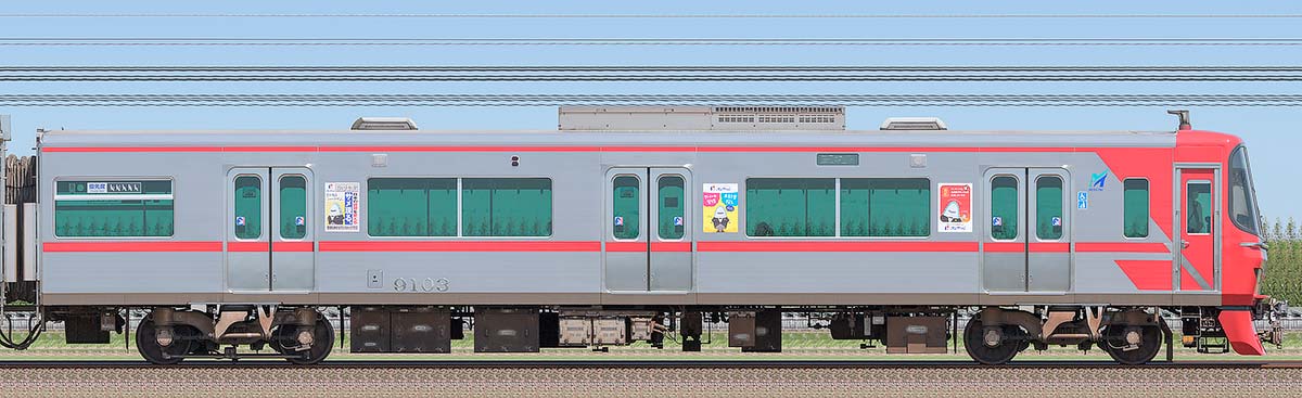 名鉄9100系（1次車）ク9103海側の側面写真