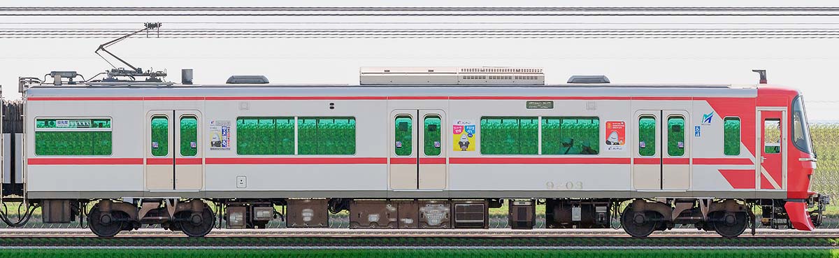 名鉄9100系（1次車）モ9203山側の側面写真