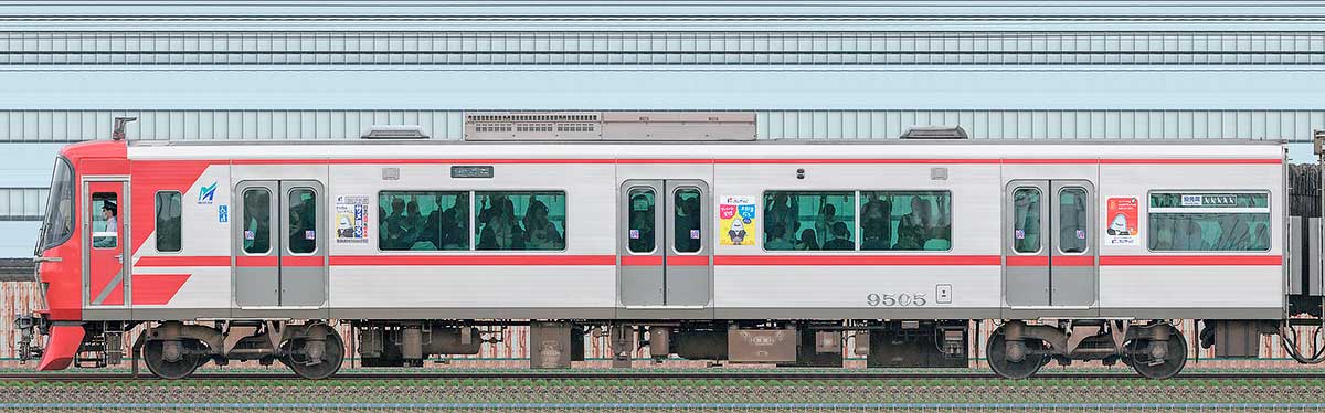名鉄9500系（2次車）ク9505山側の側面写真