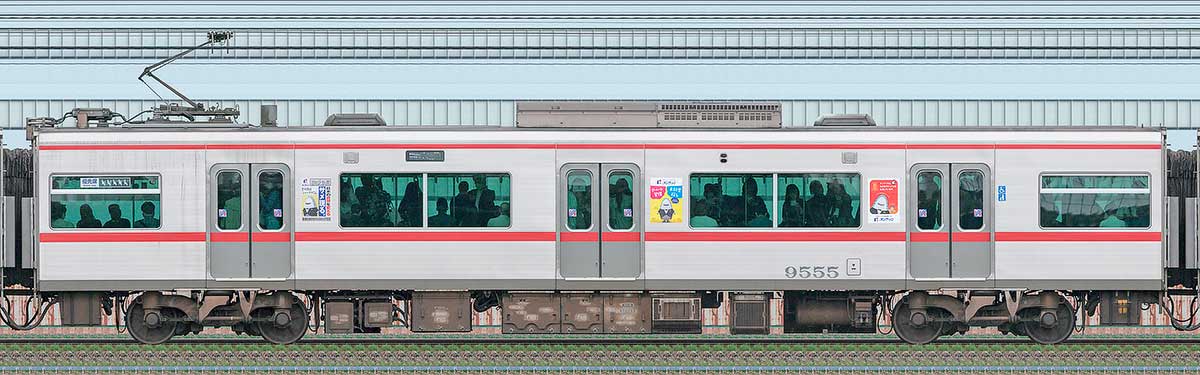 名鉄9500系（2次車）モ9555山側の側面写真