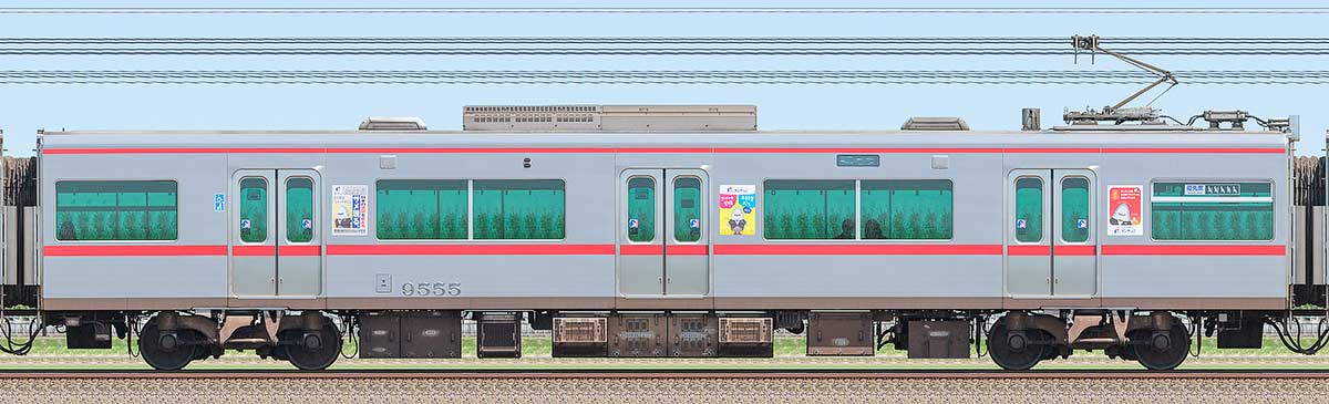 名鉄9500系（2次車）モ9555海側の側面写真