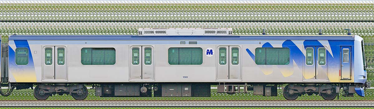 横浜高速鉄道Y500系クハY503山側の側面写真