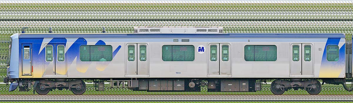横浜高速鉄道Y500系クハY513山側の側面写真