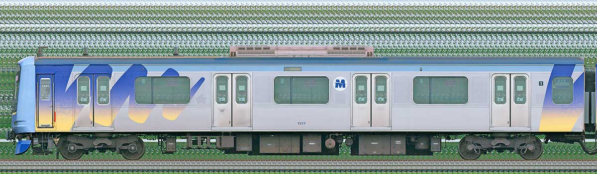横浜高速鉄道Y500系クハY517山側の側面写真