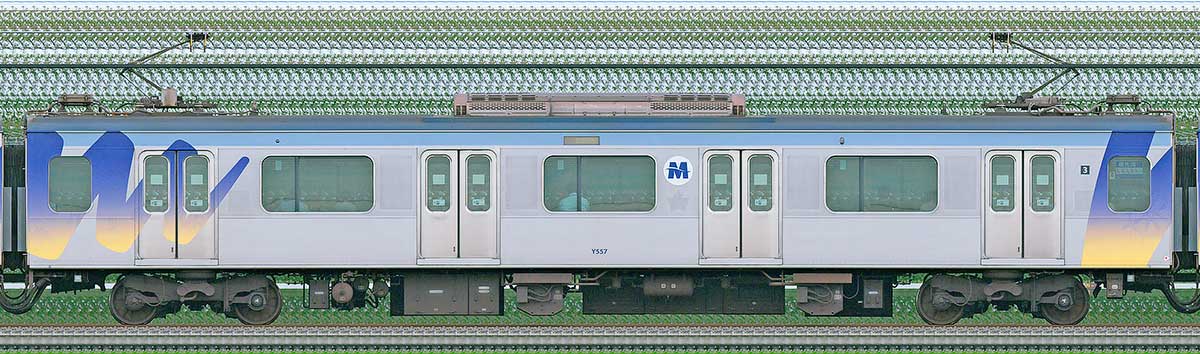 横浜高速鉄道Y500系デハY557山側の側面写真